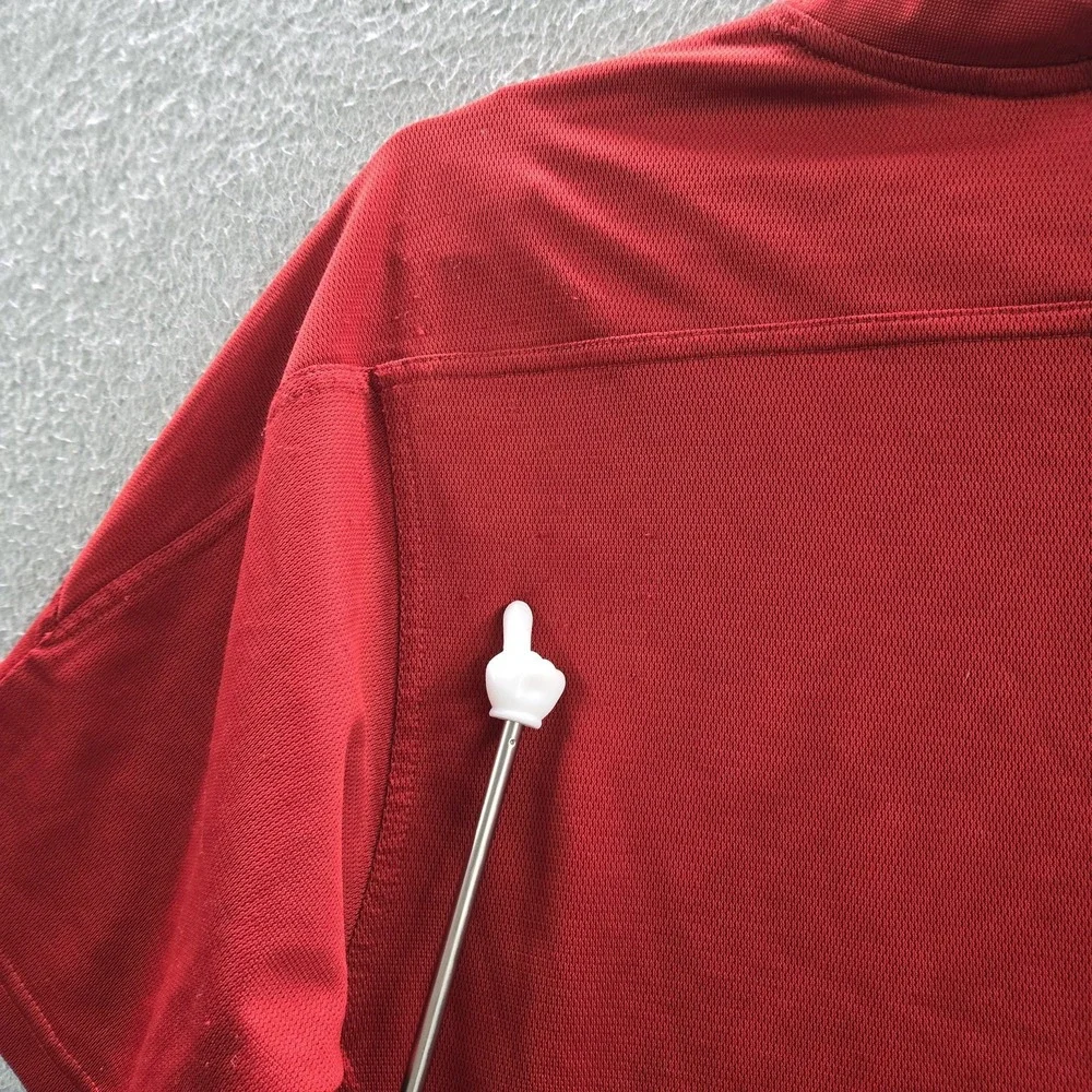 VINTAGE Nike Men Shirt L Red Logo Mini Swoosh Embroidered Activewear  Y2K READ